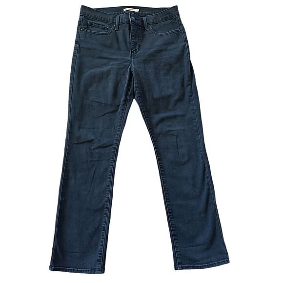 Levi’s Sz 31 Black Straight Leg Ankle Shaping High Waist Relaxed Denim Jean Pant - Picture 2 of 8